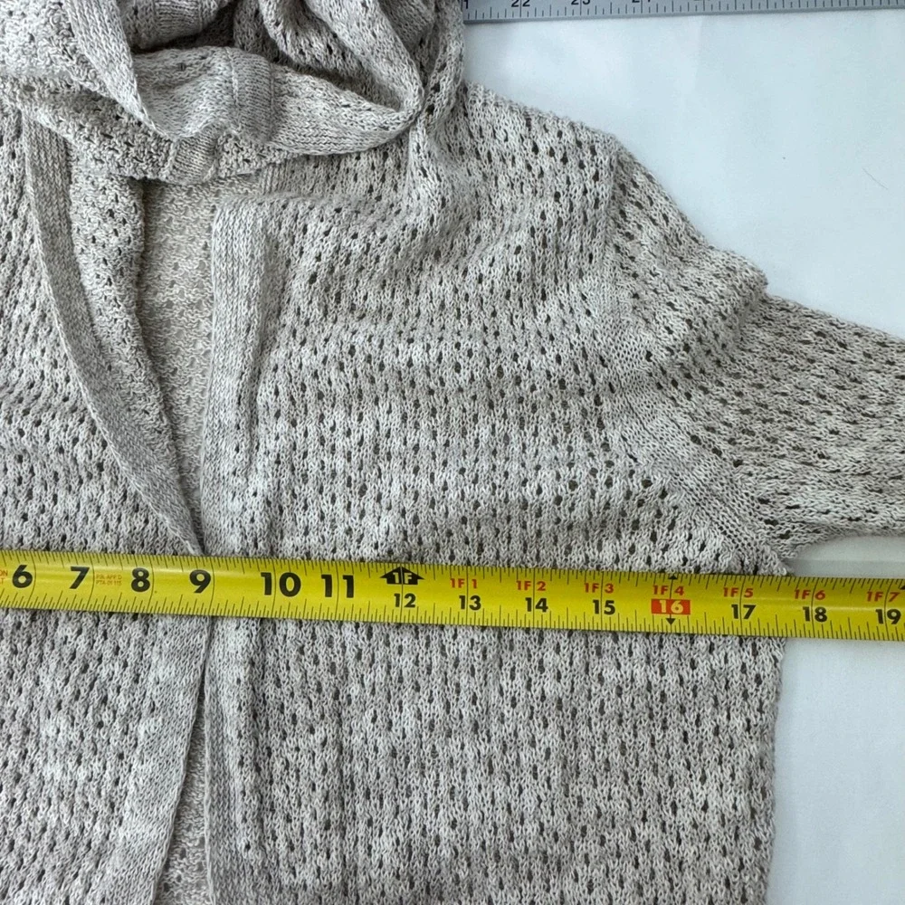 Sigrid Olsen Women Open Knit‎ Hooded Cardigan Coastal Sweater Beach Preppy Sz M